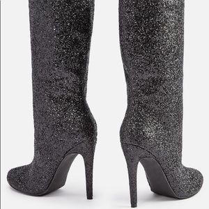 JUSTFAB BLACK SHAYLEIGH GLITTER BOOT 9 1/2